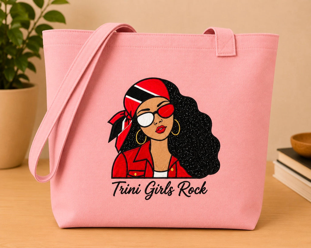 Trini Girls Rock Embroidered Glitter Applique Jumbo Tote Bag