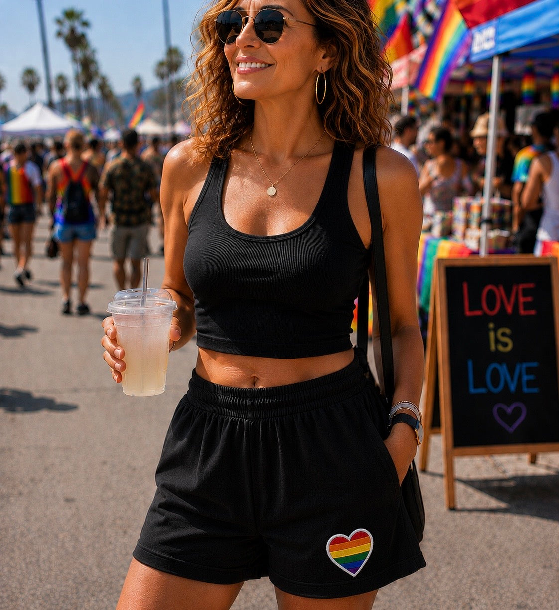 Flag Heart Embroidered Women’s Shorts