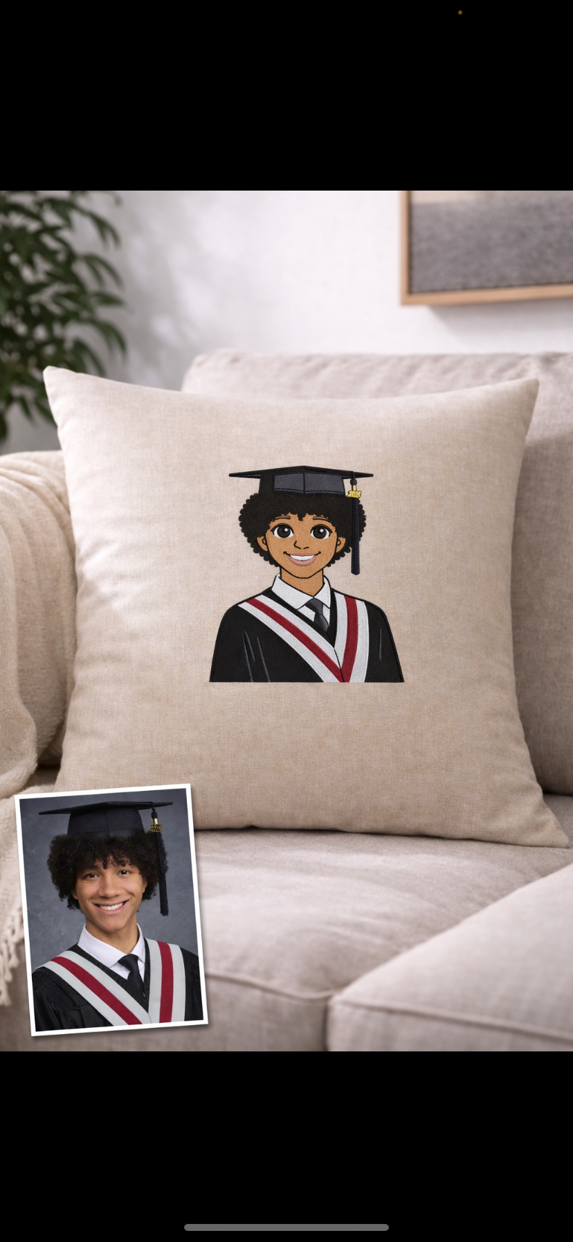 Custom Illustration Graduate & Teen Throw Pillow Cover