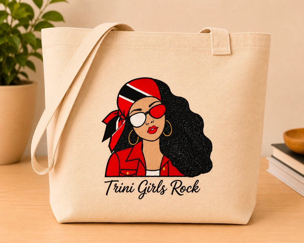 Trini Girls Rock Embroidered Glitter Applique Jumbo Tote Bag