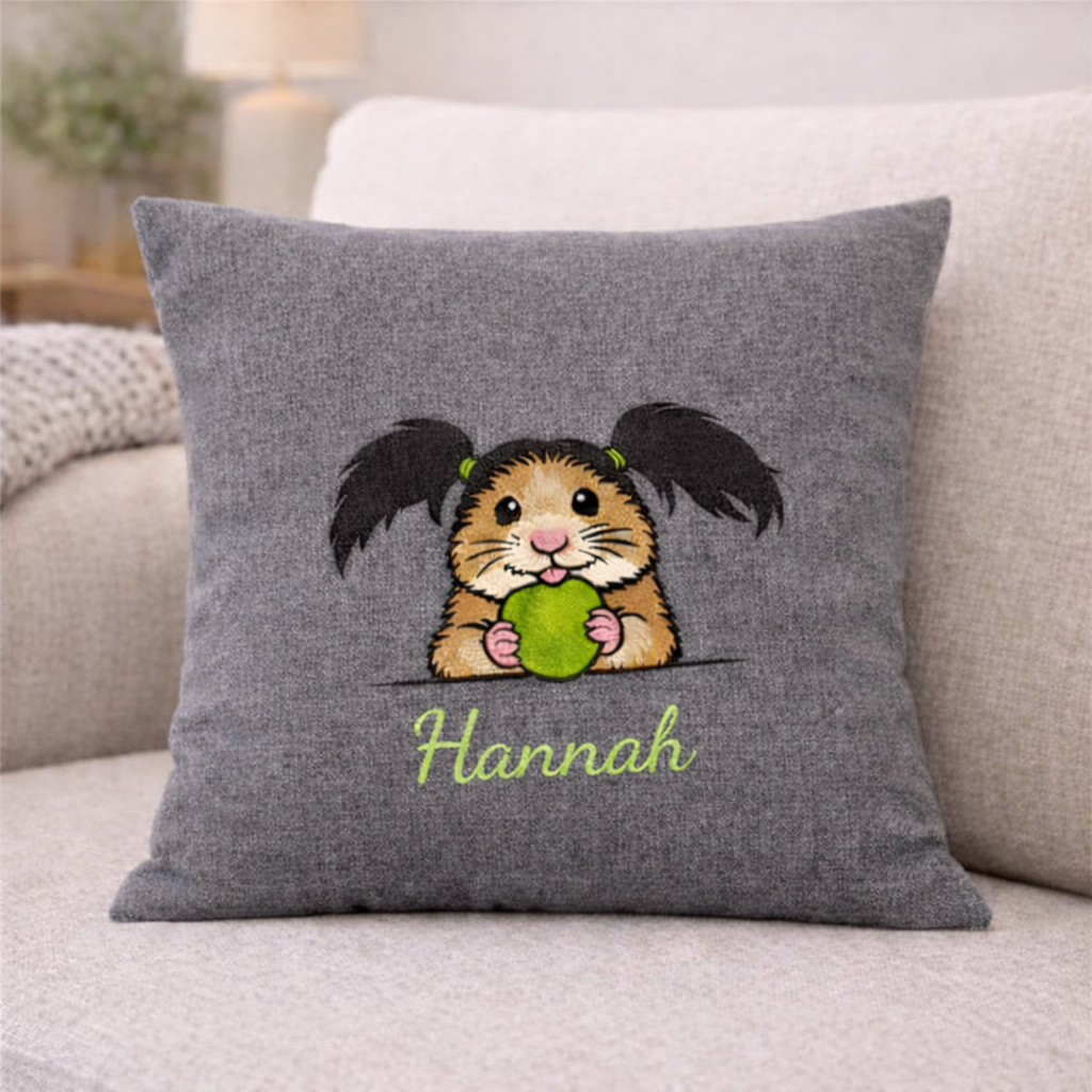 Custom Hamster Name Pillow for Kids, Personalized Embroidered Pillow