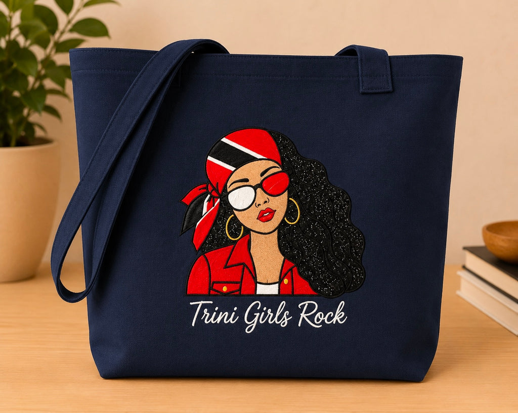 Trini Girls Rock Embroidered Glitter Applique Jumbo Tote Bag