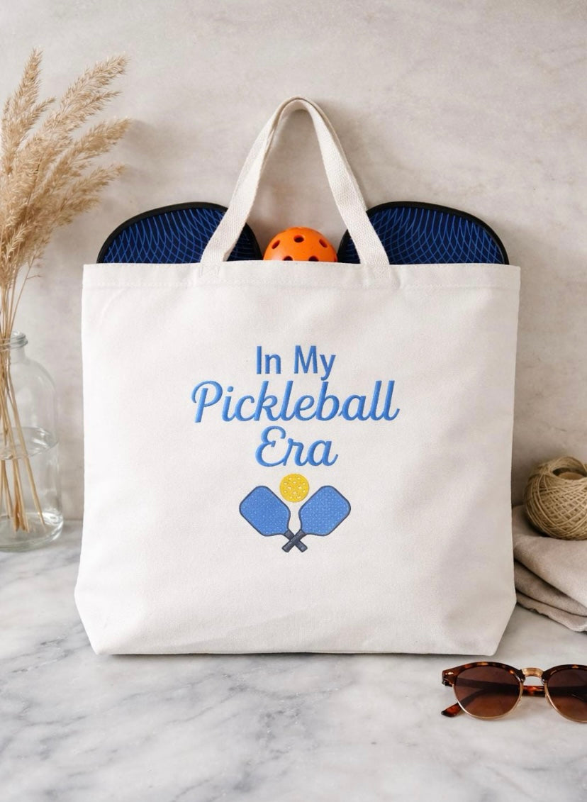 In My Pickleball Era Embroidered Canvas Tote Bag