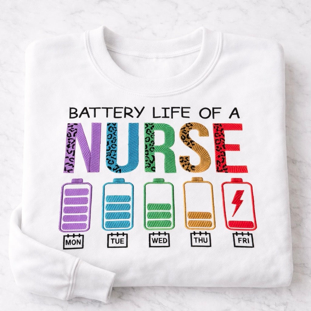 Nurse Life Embroidered Crewneck Sweatshirt