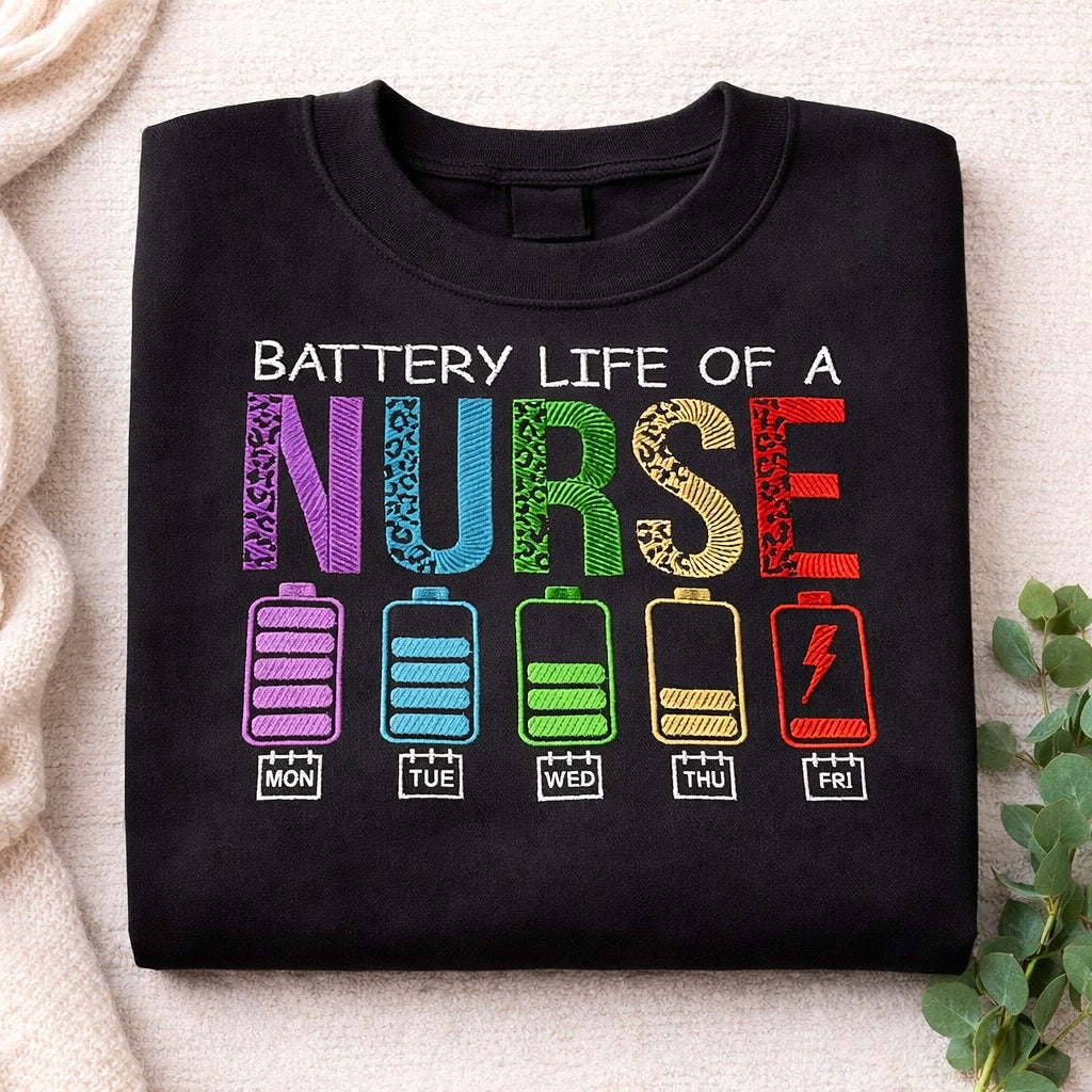 Nurse Life Embroidered Crewneck Sweatshirt