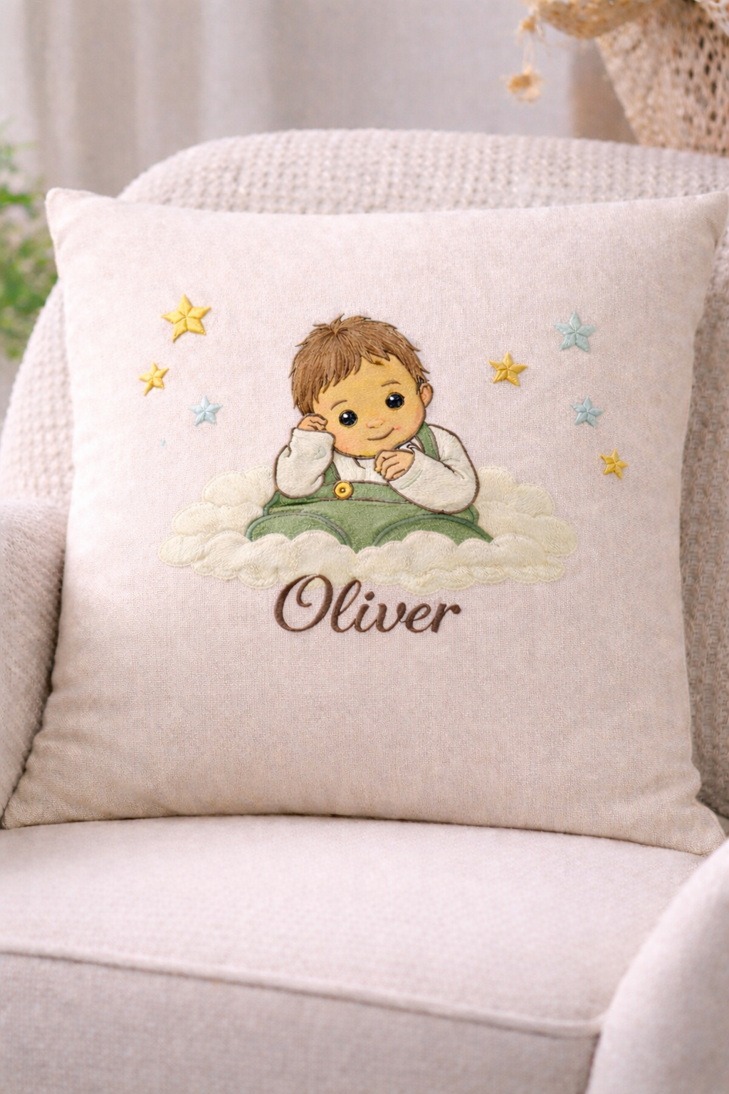 Custom Illustration Newborn Throw Pillow Cover