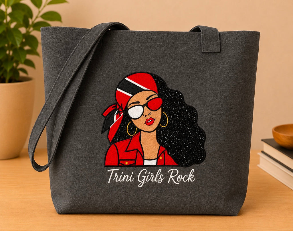 Trini Girls Rock Embroidered Glitter Applique Jumbo Tote Bag
