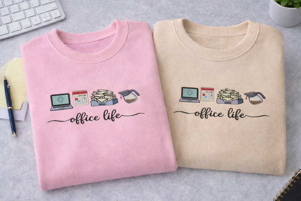 Office Life Embroidered Sweatshirt