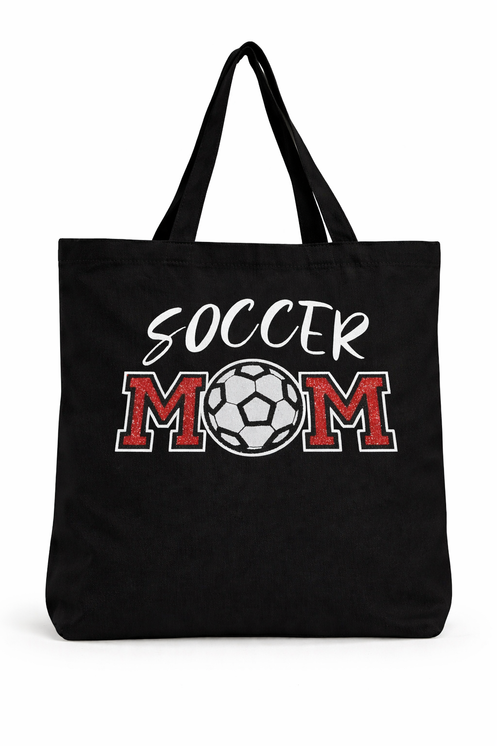Soccer Mom Embroidered Glitter Applique Tote Bag