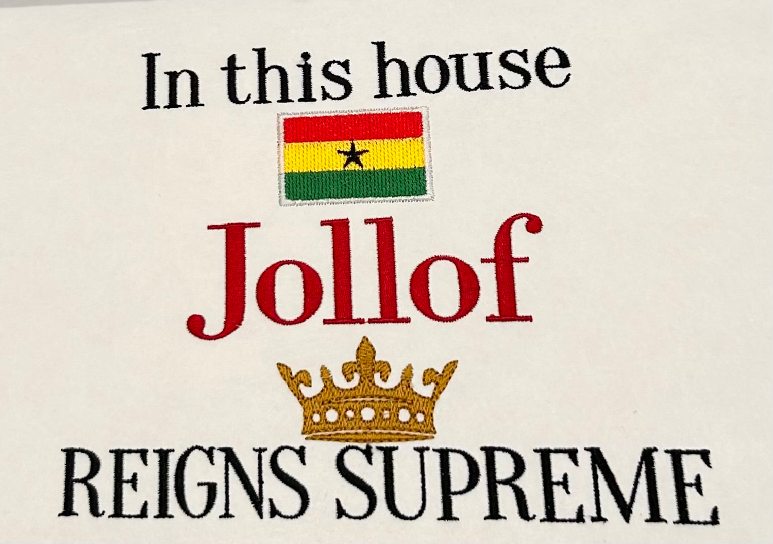 Embroidered Ghana Jollof Rice Tea Towel – African Kitchen Decor