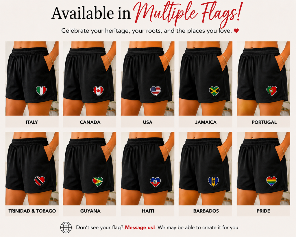 Flag Heart Embroidered Women’s Shorts