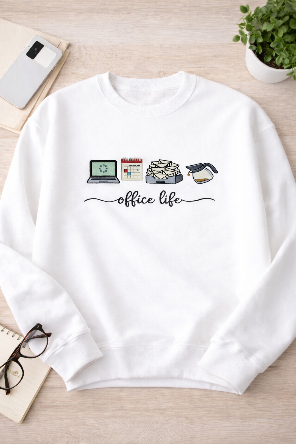 Office Life Embroidered Sweatshirt