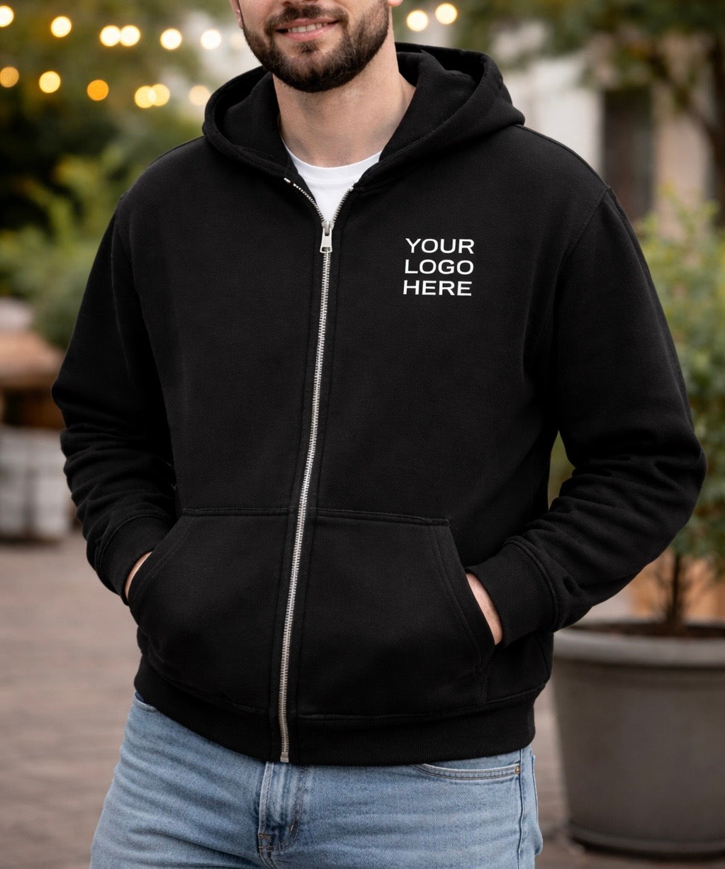 Custom Embroidered Zip-Up Hoodie, Personalized with Logo, Name or Design