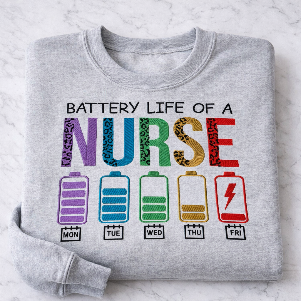 Nurse Life Embroidered Crewneck Sweatshirt