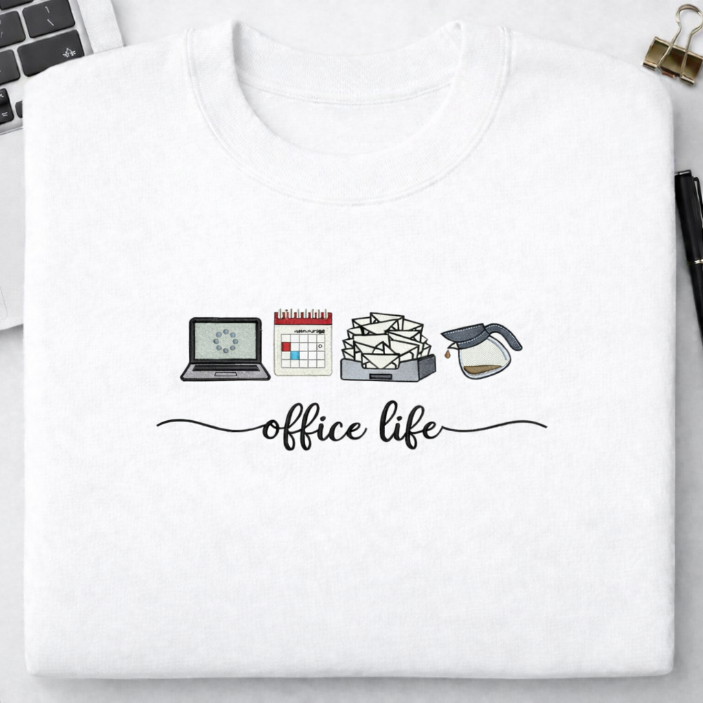 Office Life Embroidered Sweatshirt