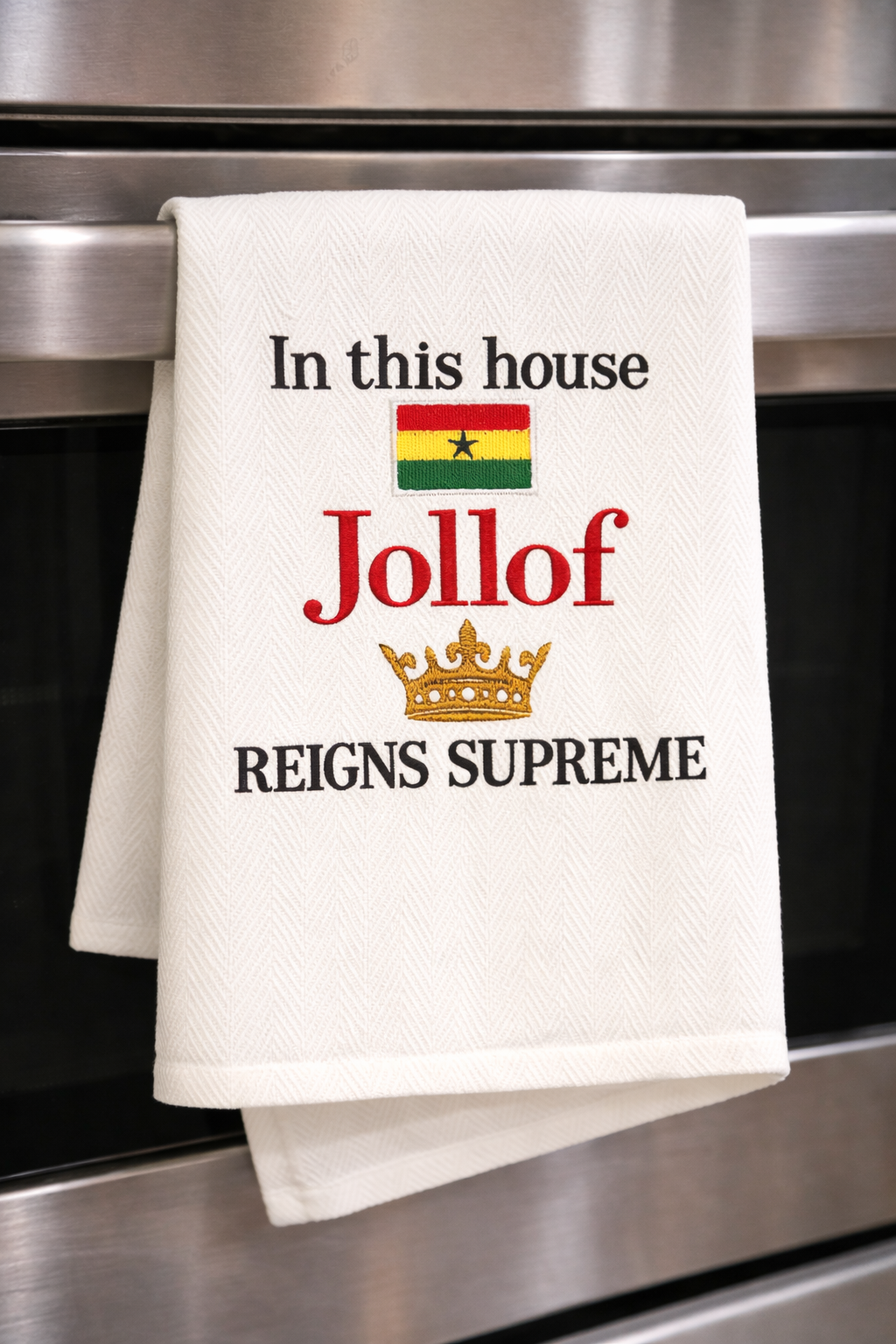 Embroidered Ghana Jollof Rice Tea Towel – African Kitchen Decor