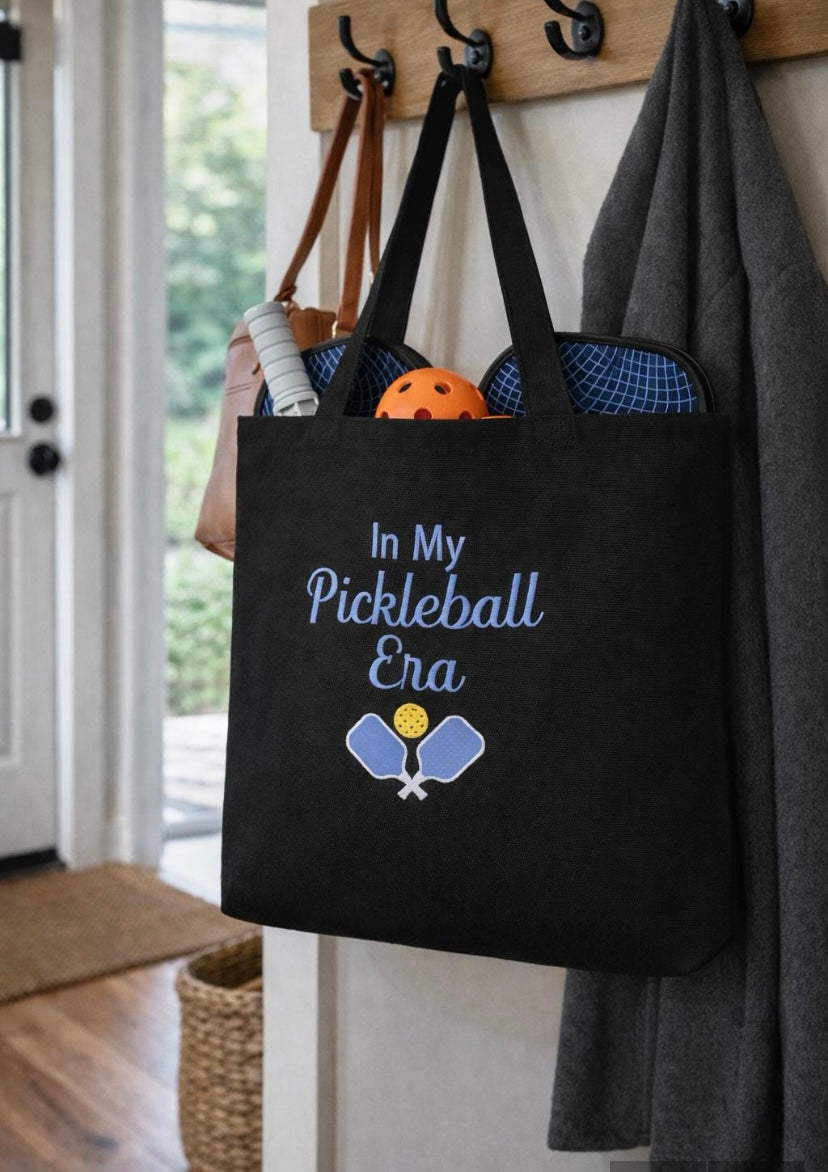 In My Pickleball Era Embroidered Canvas Tote Bag