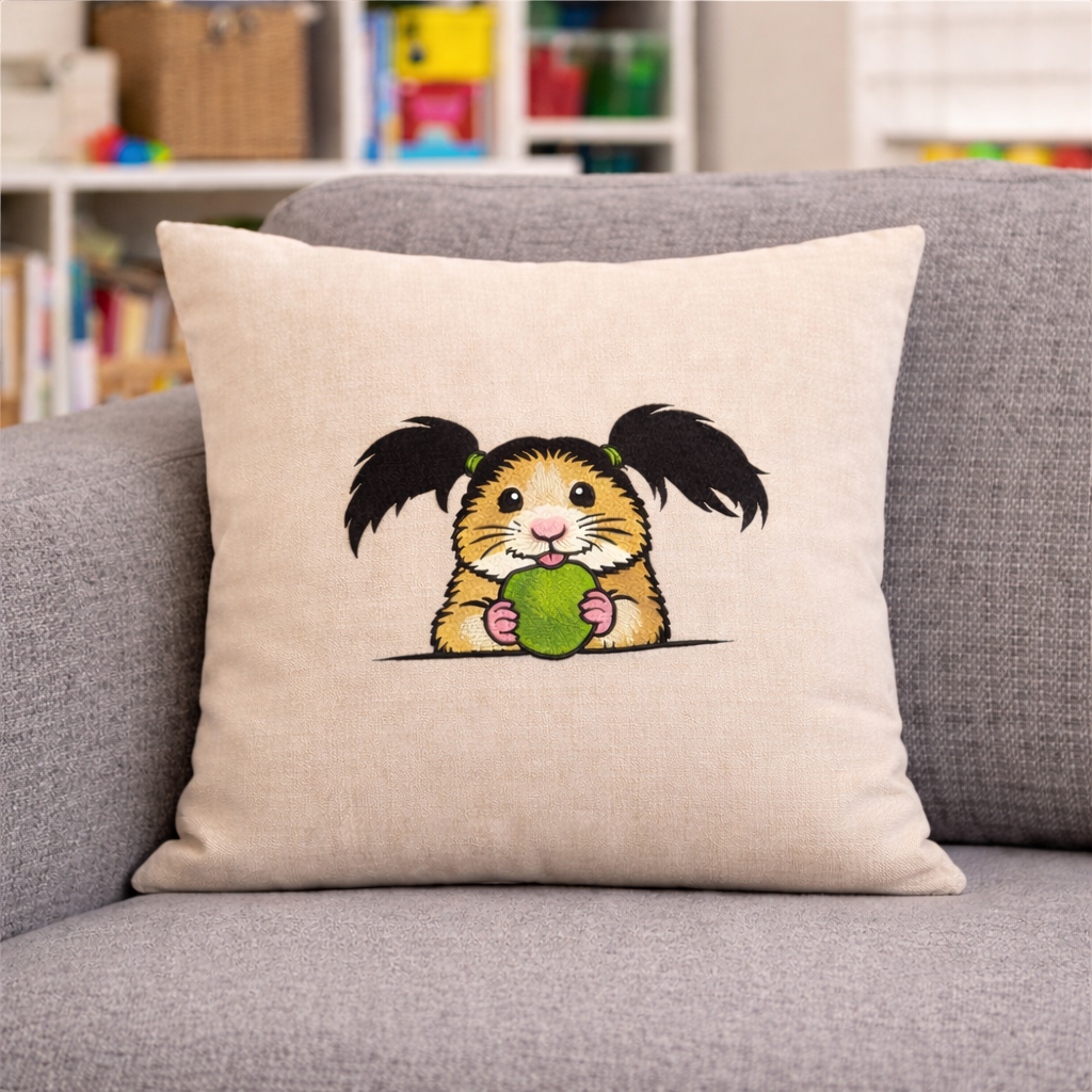 Custom Hamster Name Pillow for Kids, Personalized Embroidered Pillow