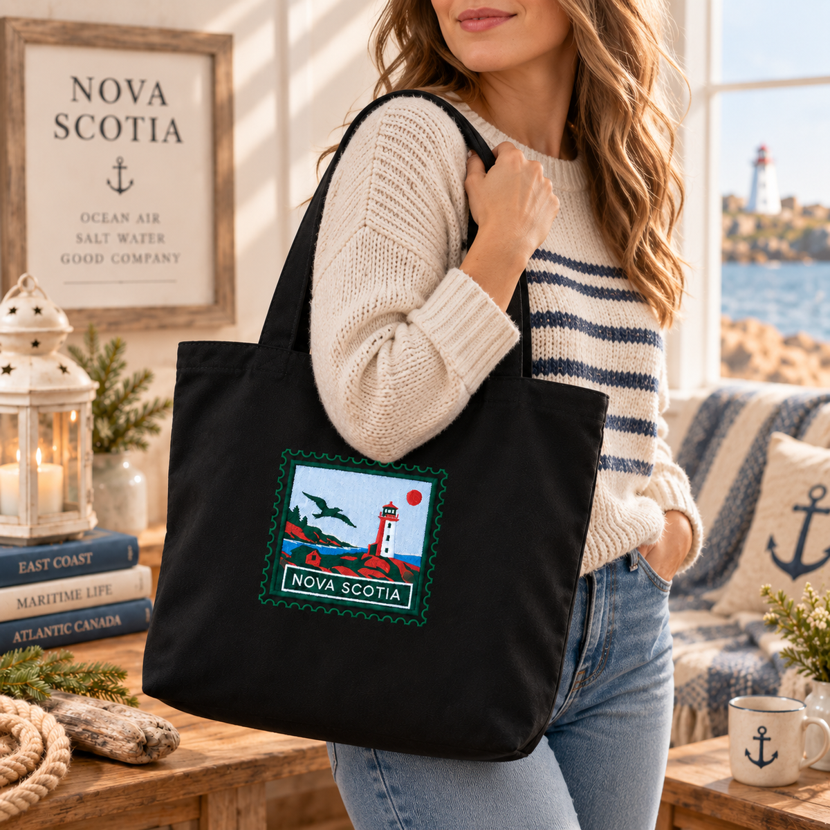 Nova Scotia Embroidered Tote Bag