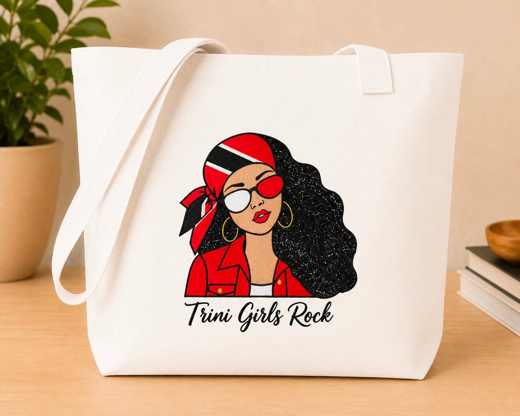Trini Girls Rock Embroidered Glitter Applique Jumbo Tote Bag