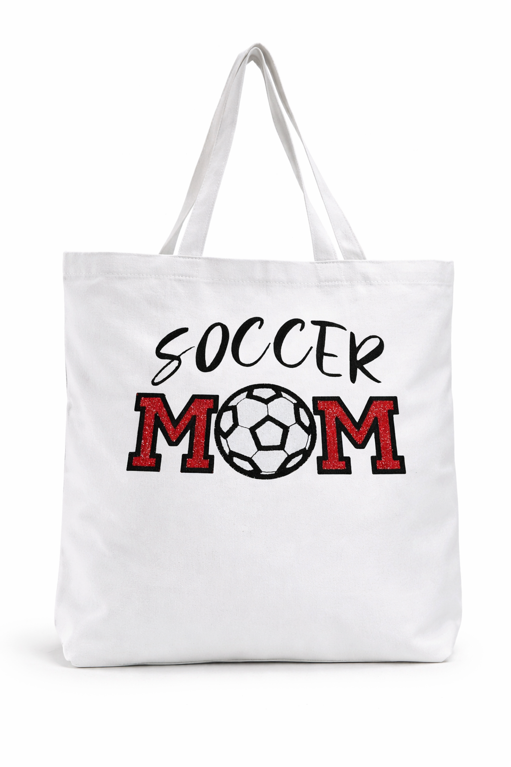 Soccer Mom Embroidered Glitter Applique Tote Bag