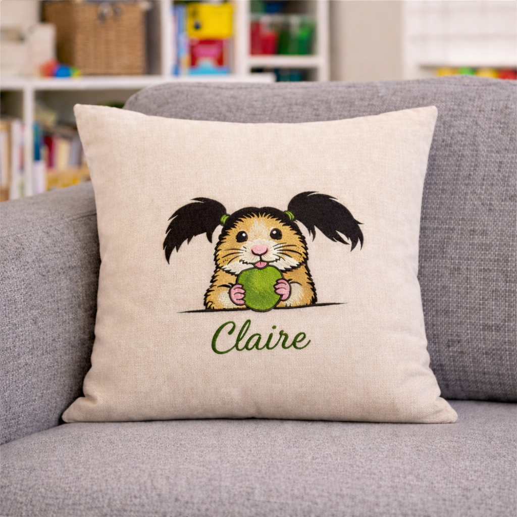 Custom Hamster Name Pillow for Kids, Personalized Embroidered Pillow
