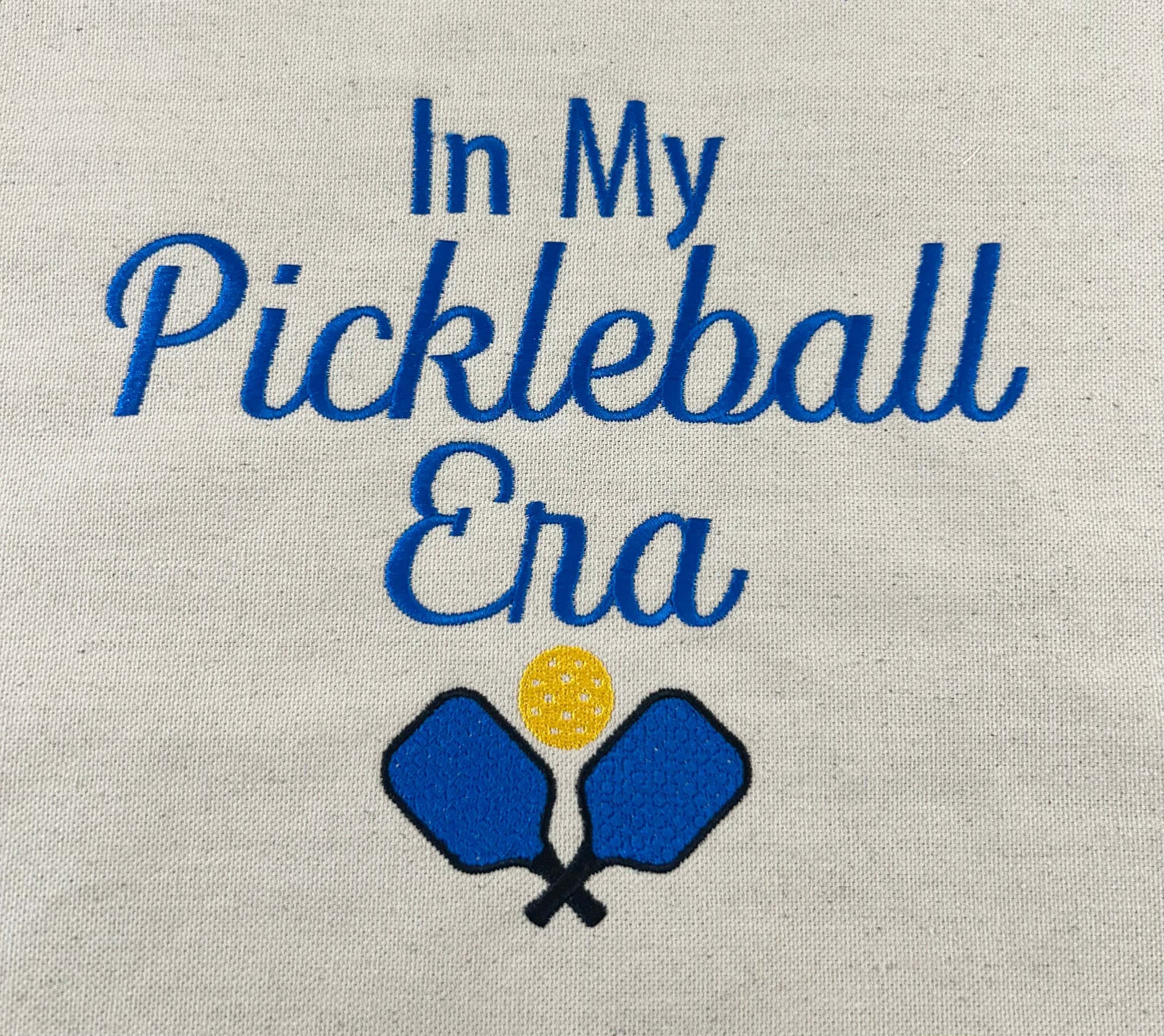 In My Pickleball Era Embroidered Canvas Tote Bag