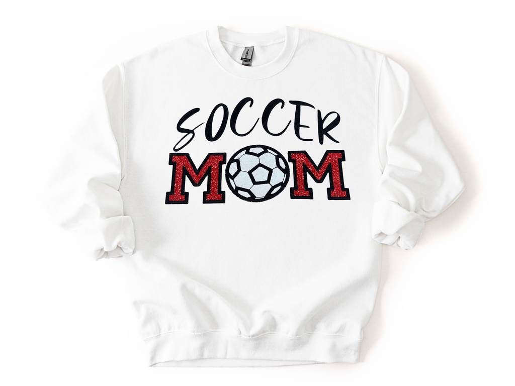 Soccer Mom Embroidered Sweatshirt – Glitter Appliqué Game Day Design