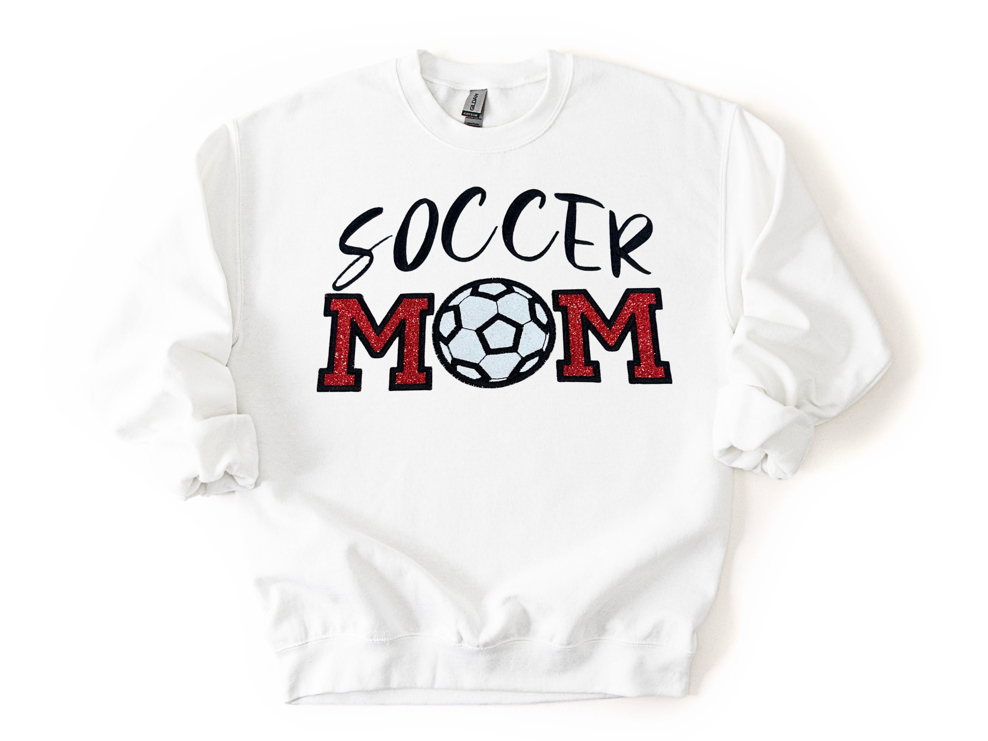 Soccer Mom Embroidered Sweatshirt – Glitter Appliqué Game Day Design