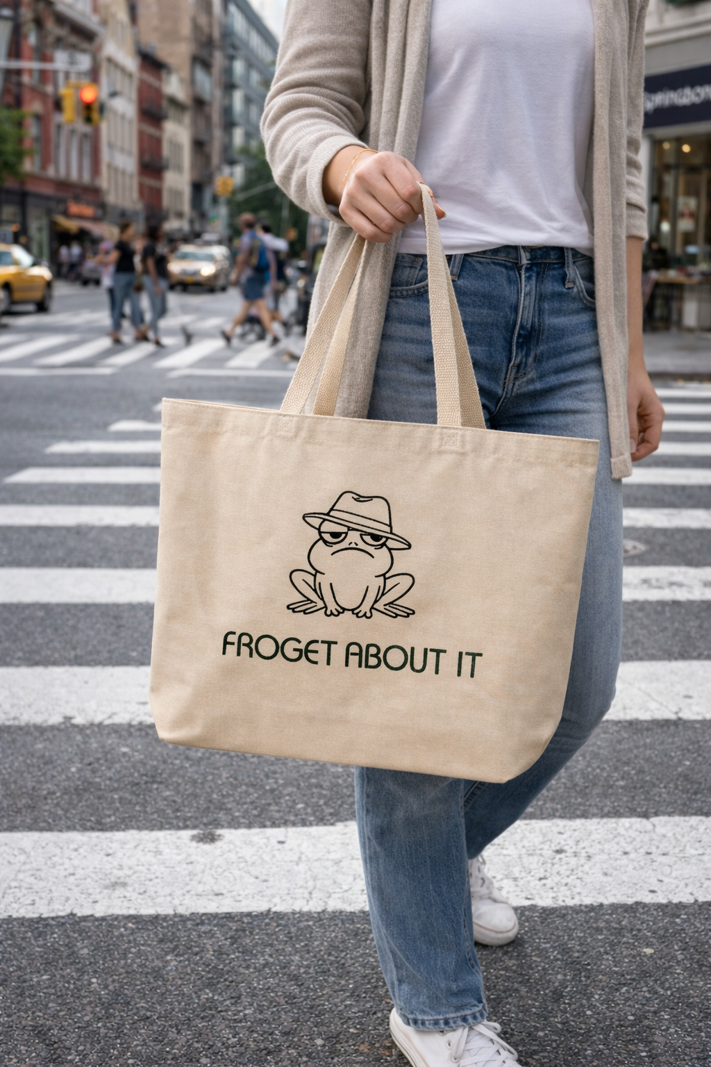 Froget About It Embroidered Canvas Tote Bag