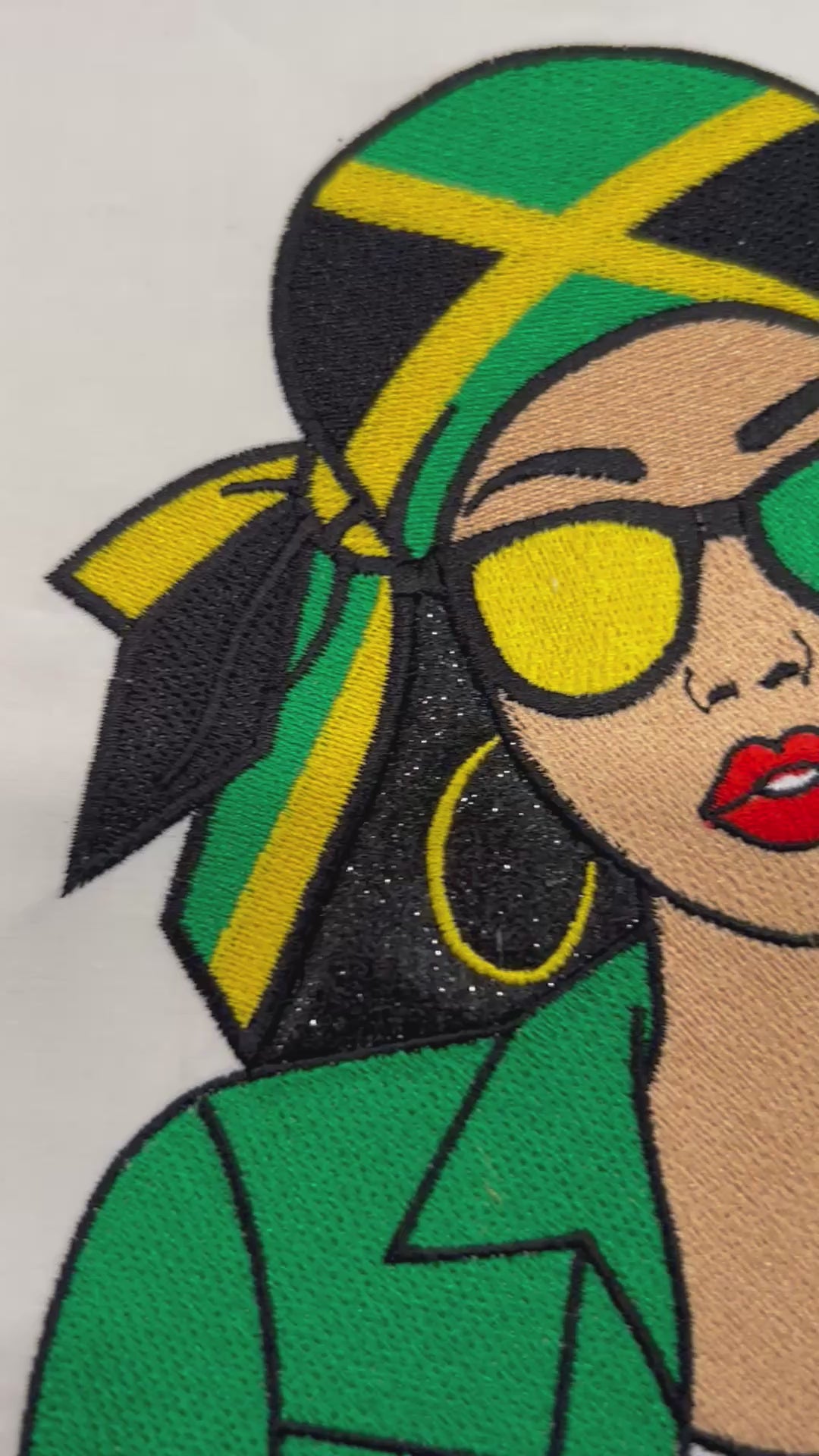 Jamaican Girls Rock Embroidered Glitter Applique Jumbo Tote Bag